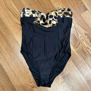 Vintage Oscar De La Renta 1980s high cut hip strapless one piece swim size 12